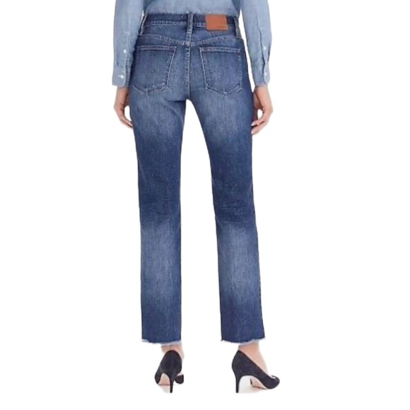 J. Crew Slim Boyfriend High Waisted Step Hem Jeans Blue Denim Size 27 - Picture 2 of 10